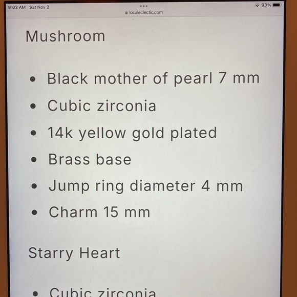 Local Eclectic Elizabeth Stone Mushroom Charm, NWT - Picture 7 of 7